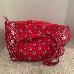 Vintage Vera Bradley Red Floral Quilted Travel Bag